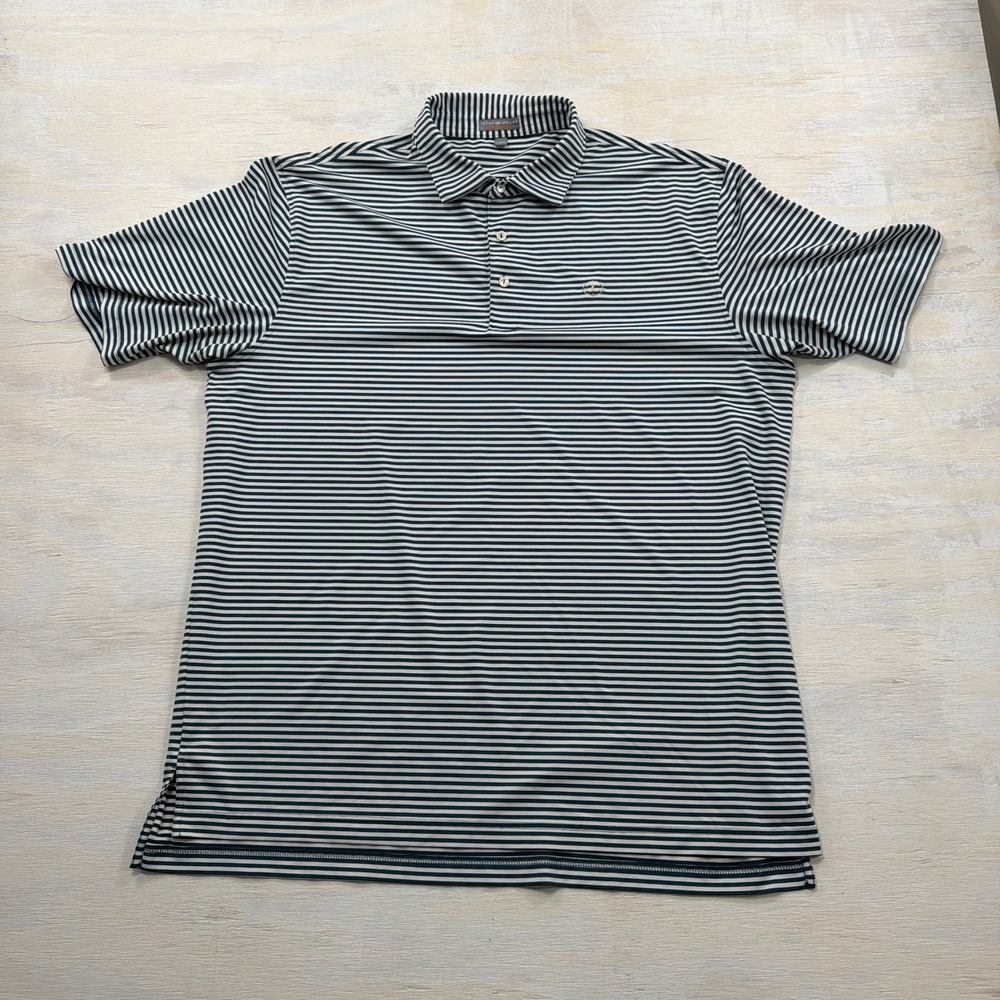 Peter Millar Polo Shirt Summer Comfort XL Striped Navy White Mens Short Sleeve